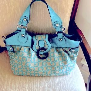 Vintage Guess Turquoise Hand or Shoulder Bag Purse